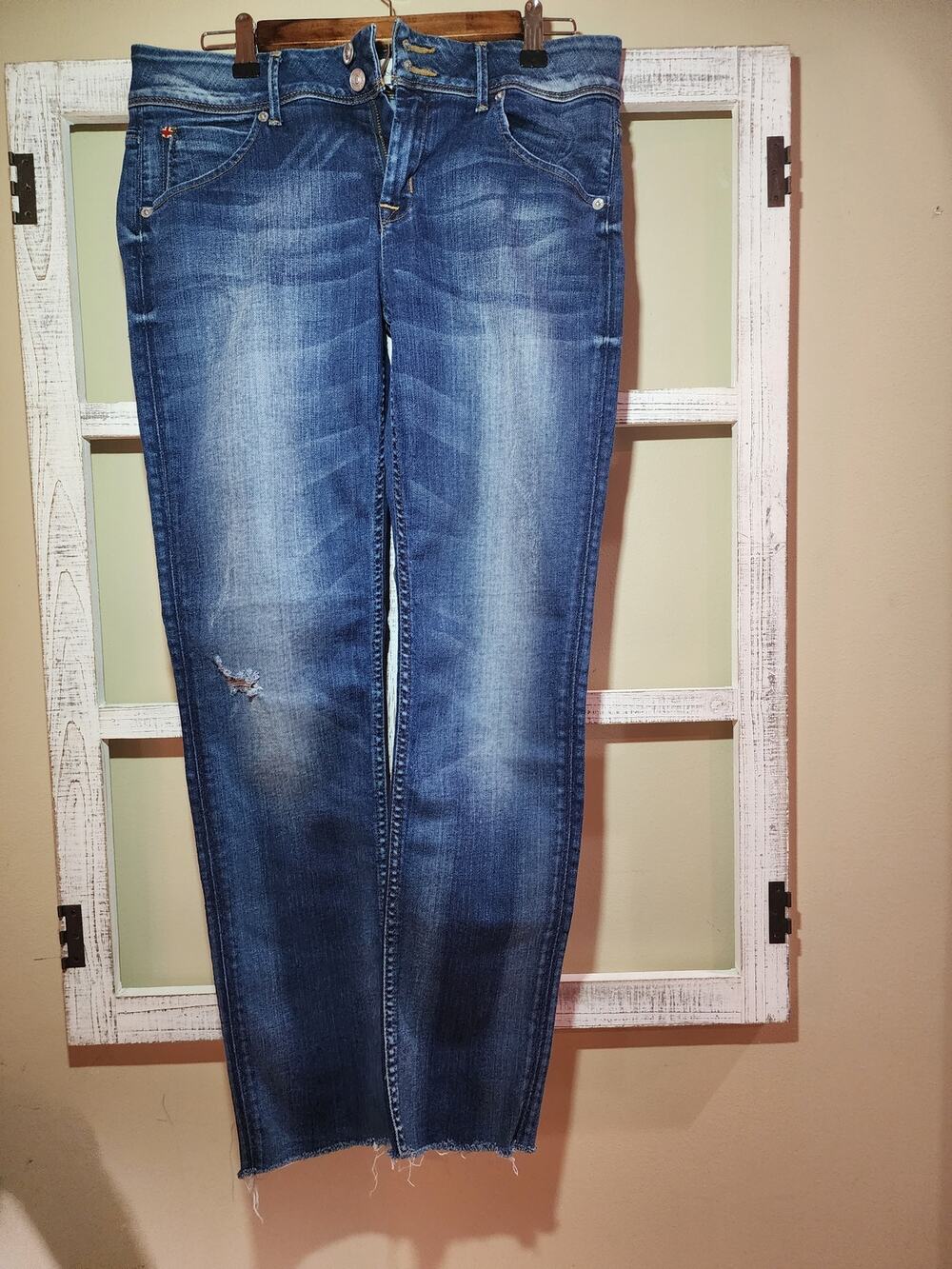 Hudson Cropped Straight Jeans | Women's Medium Wash Denim | Premium Designer